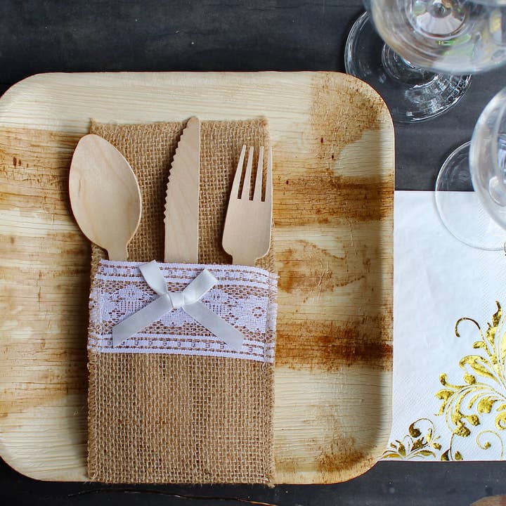 Eco Elegant Table Ware - Vente Assiette jetable - Assiette en feuille de palmier 100 pièces carrée 300 couverts Heavy Duty