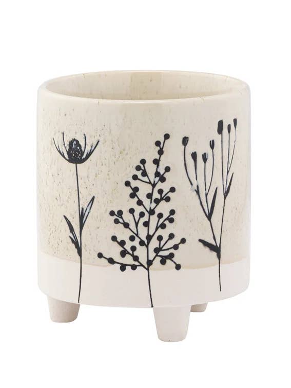 Footed Planter Black Wildflower Silhouettes Item #22607 for wholesale by Napco