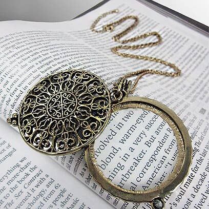 TheTizana - Wholesale Pendant/Charm Necklace - Byzantine Filigree 6 Times Magnifier Magnifying Glass Slidin