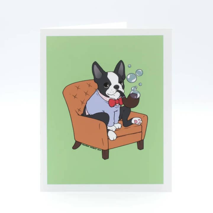 Boston Terrier Grußkarte für den Großhandel von Maureen Creates