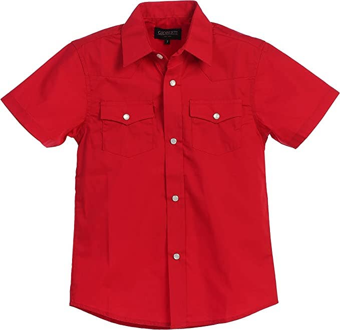 b-one inc - Wholesale Button Down Shirt - Men's - Men's Casual Western Solid Short Sleeve Shirt with Pearl Snaps GB-SS95W7