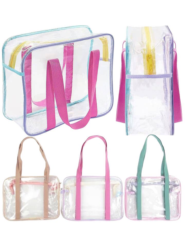 Bolsa transparente de almacenamiento con cierre de cremallera en PVC color pastel para venta al por mayor de Cap Zone