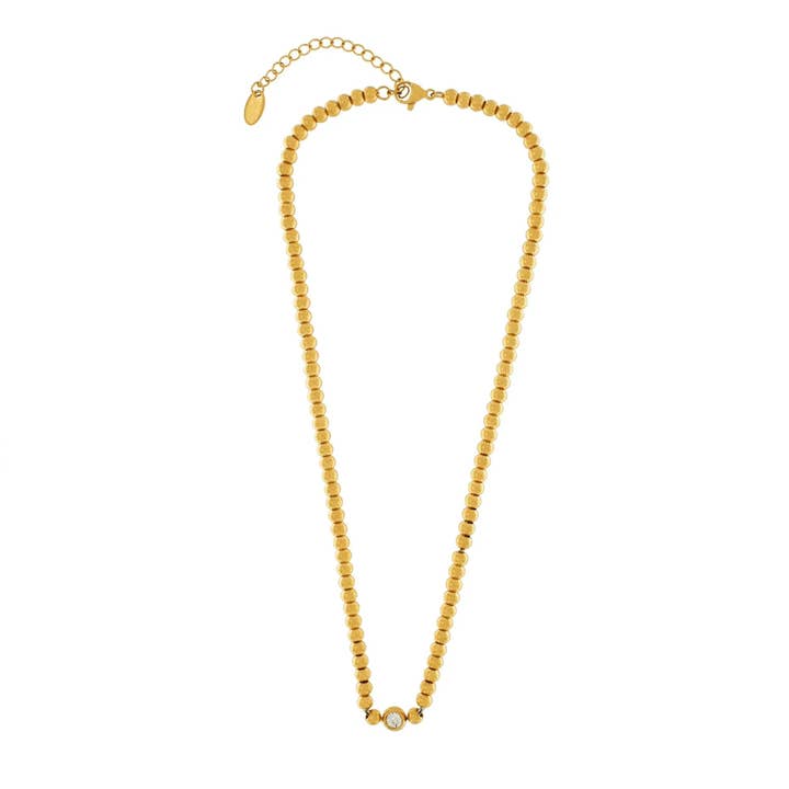 Collana Joy Impermeabile con CZ Chiaro e Sfera Placcata in Oro 18K per la vendita all'ingrosso da parte di Dansk Copenhagen