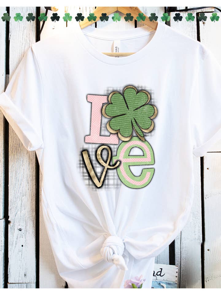 LOVE St Patrick's Day White Shirt for wholesale by Vazzie Tees