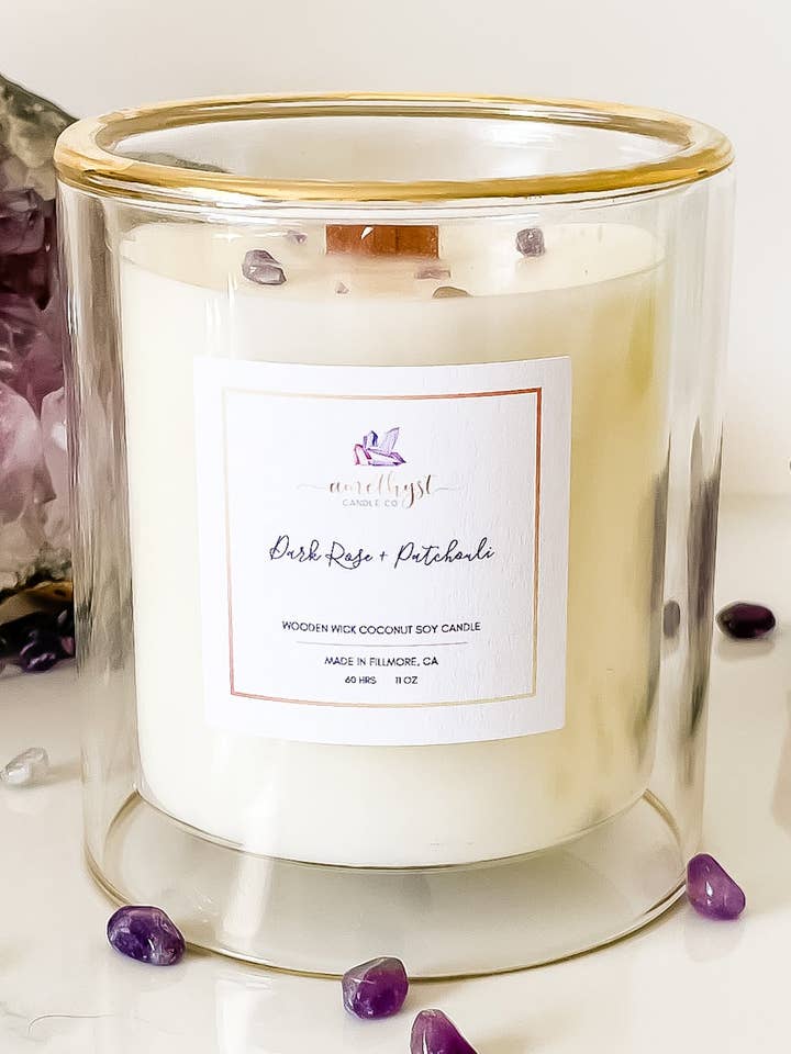 rose foncé + patchouli pour la vente par Amethyst Candle Co.