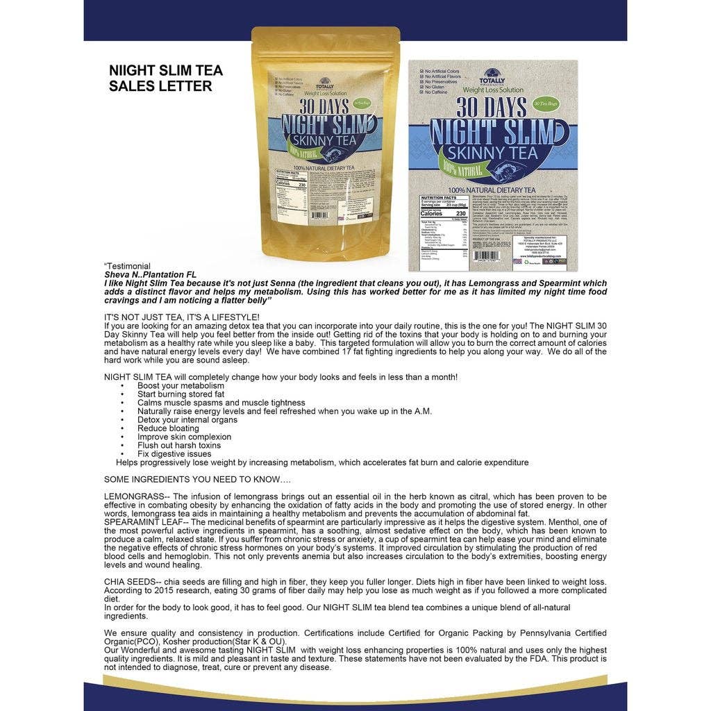 Totally Products - Wholesale Health/Detox Tea - Night Slim Skinny Tea and 15-day Detox Combo Pack5