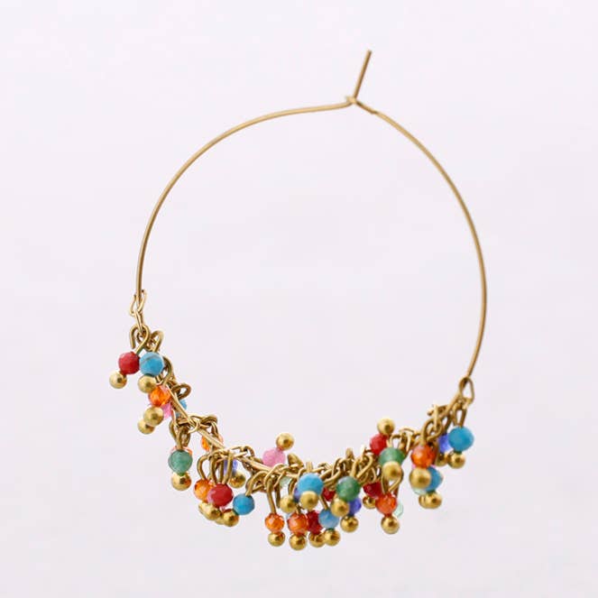 Sonata - Vendita all'ingrosso Orecchini pendenti - Orecchini a cerchio in acciaio con pietre4