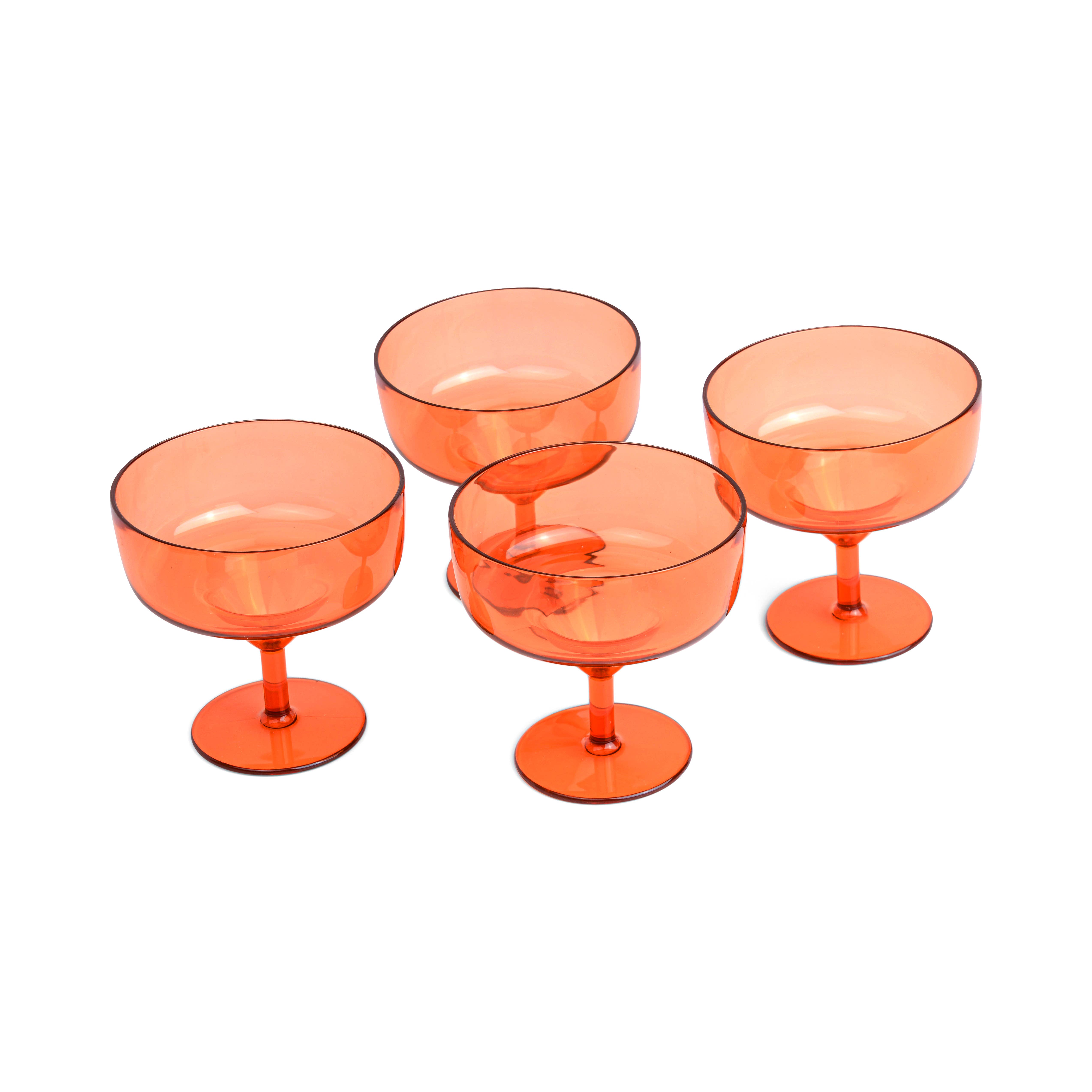 Here's How - Wholesale Cocktail/Liquor Glass - The Rue Margarita Glass - Set of 4 Orange1
