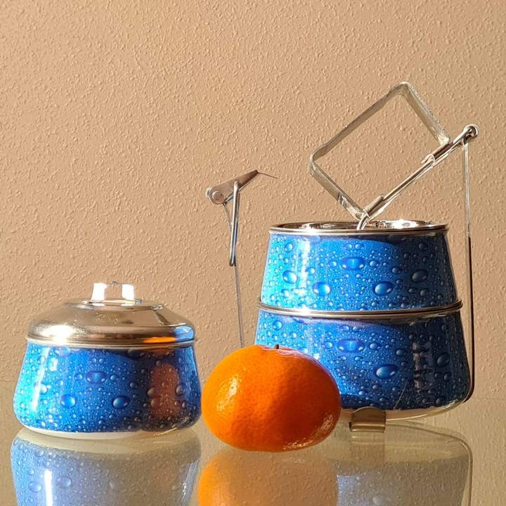 Bedrucktes 3-stufiges Tiffin, Behälter für Lebensmittel für den Großhandel von Tiffin Spain