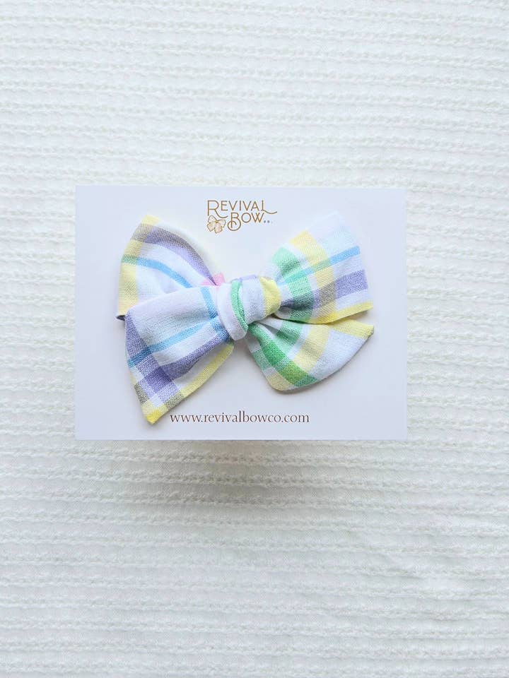 Gran lazo tipo molinete en clip • Cuadros pastel para venta al por mayor de Revival Bow Co.