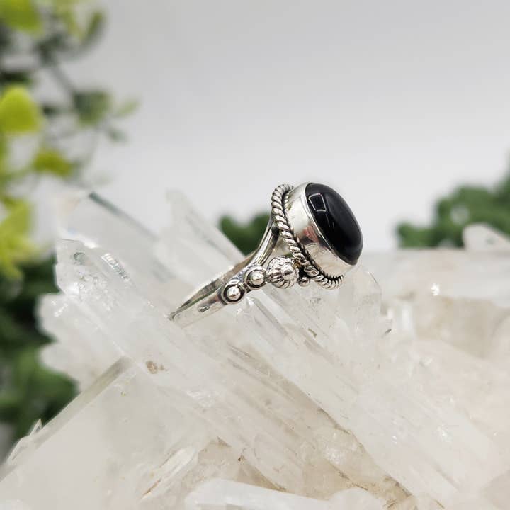 Meraki Gemstones - Vendita all'ingrosso Anelli cocktail/statement - Anello in Argento Sterling/925 con Pietra Semipreziosa di Onice Nero1