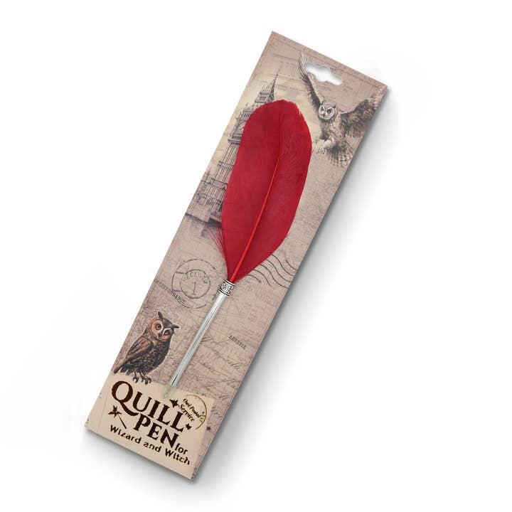 Pack x10 Quill Ball Pen On Backing Card - Maroon for wholesale by Mad Witch Ltd