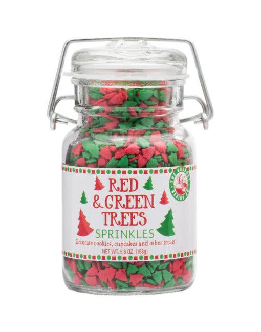 Red and Green Xmas Tree Sprinkles 5.6 Oz. for wholesale by Pepper Creek Farms
