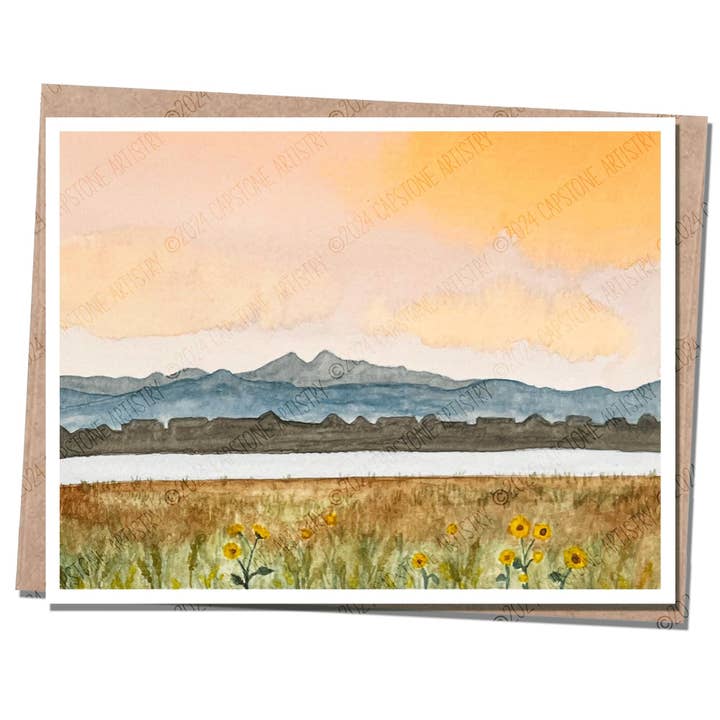 Colorado Longs Peak A2 Greeting Card with Kraft Envelope for wholesale by Capstone Artistry