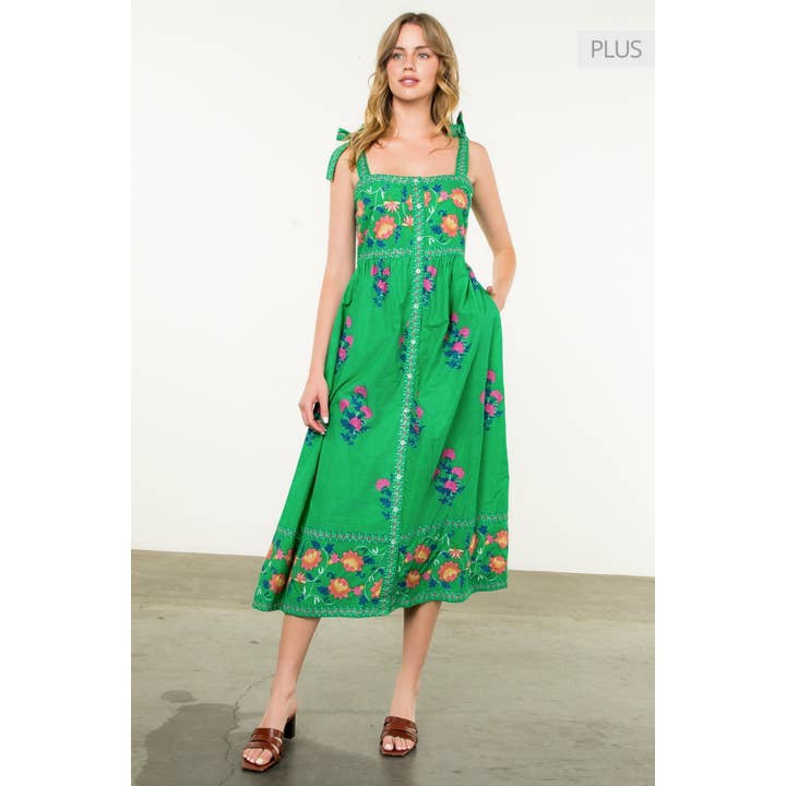 GREEN /Size XL/ Tie Strap Flower Print Dress for wholesale on Faire