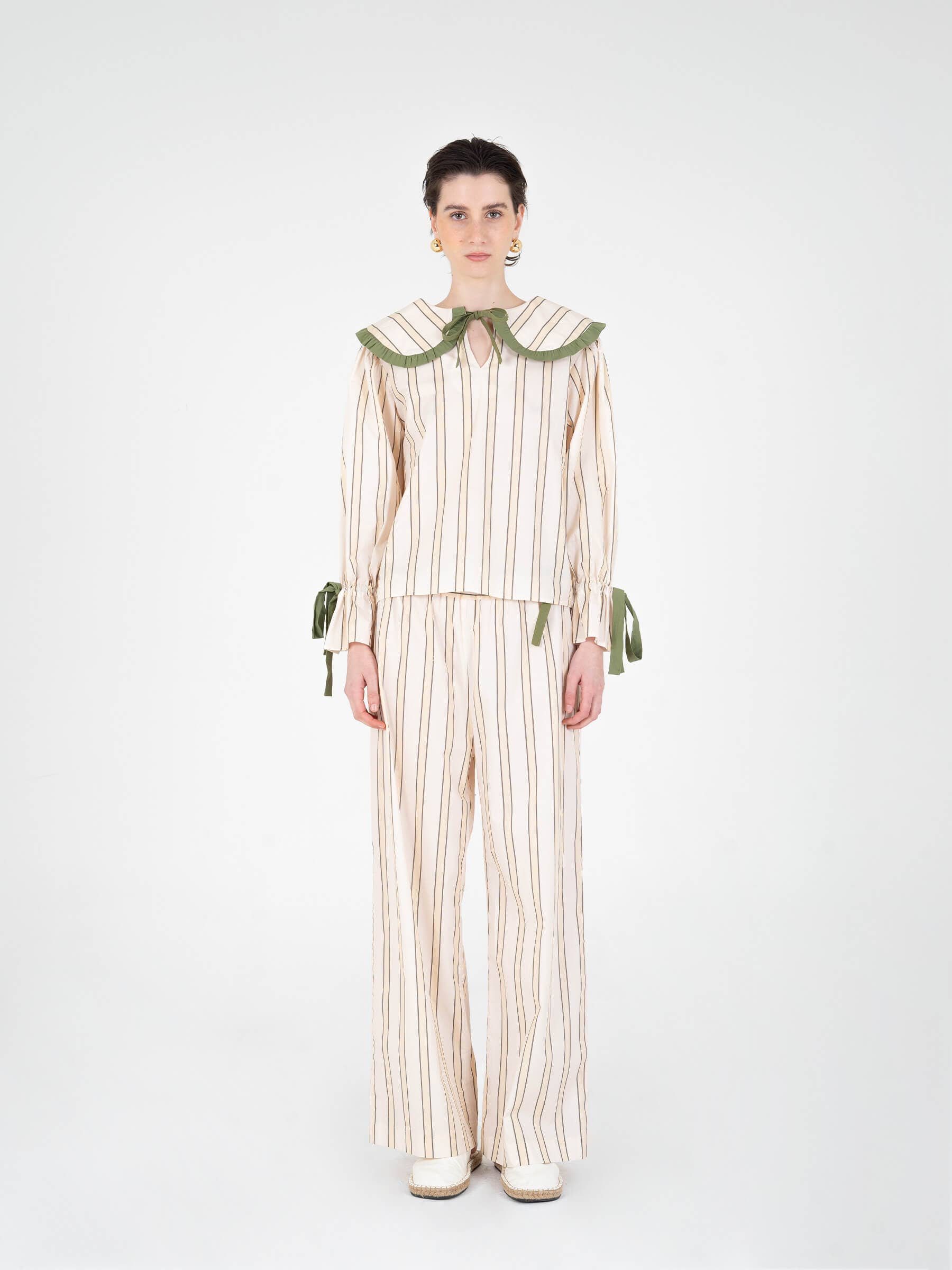 CARMEN SAYS - Wholesale Sleepwear Top - Women's - Camisa de pijama a rayas de cristal2