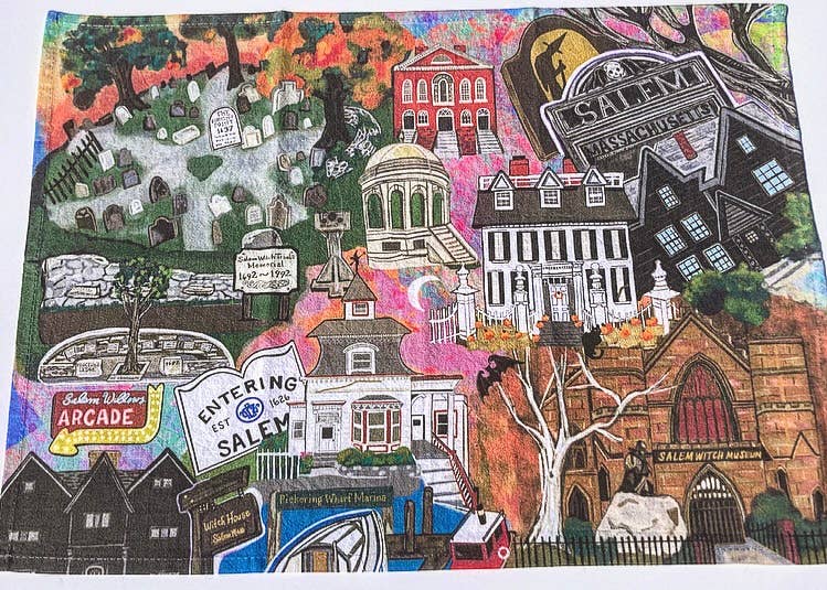 Domesticadence - Wholesale Tea Towel - Hand-Drawn Salem, MA Tea Towels1