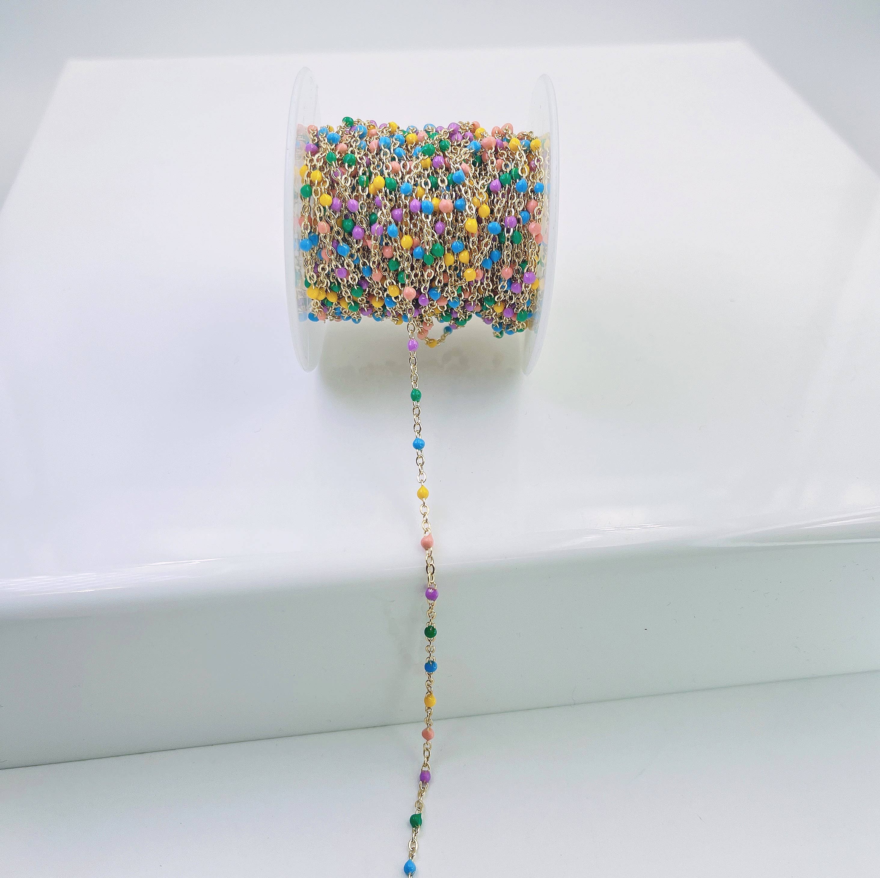 Beads Creation - Wholesale Craft Supplies - Multicolor Enamel Cable Paperclip Chain by Foot, CH30210