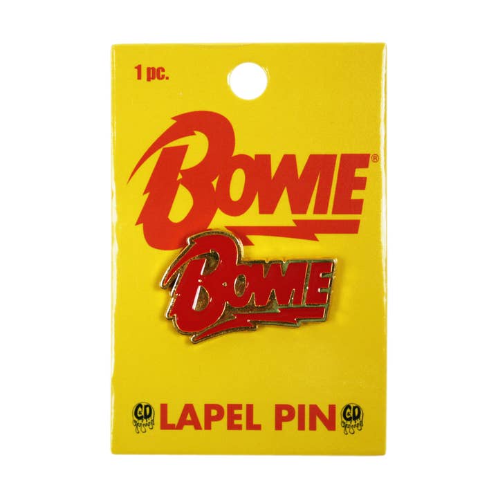Enamel Pin - David Bowie - Red And Gold Logo for wholesale by Square Deal Recordings & Supplies
