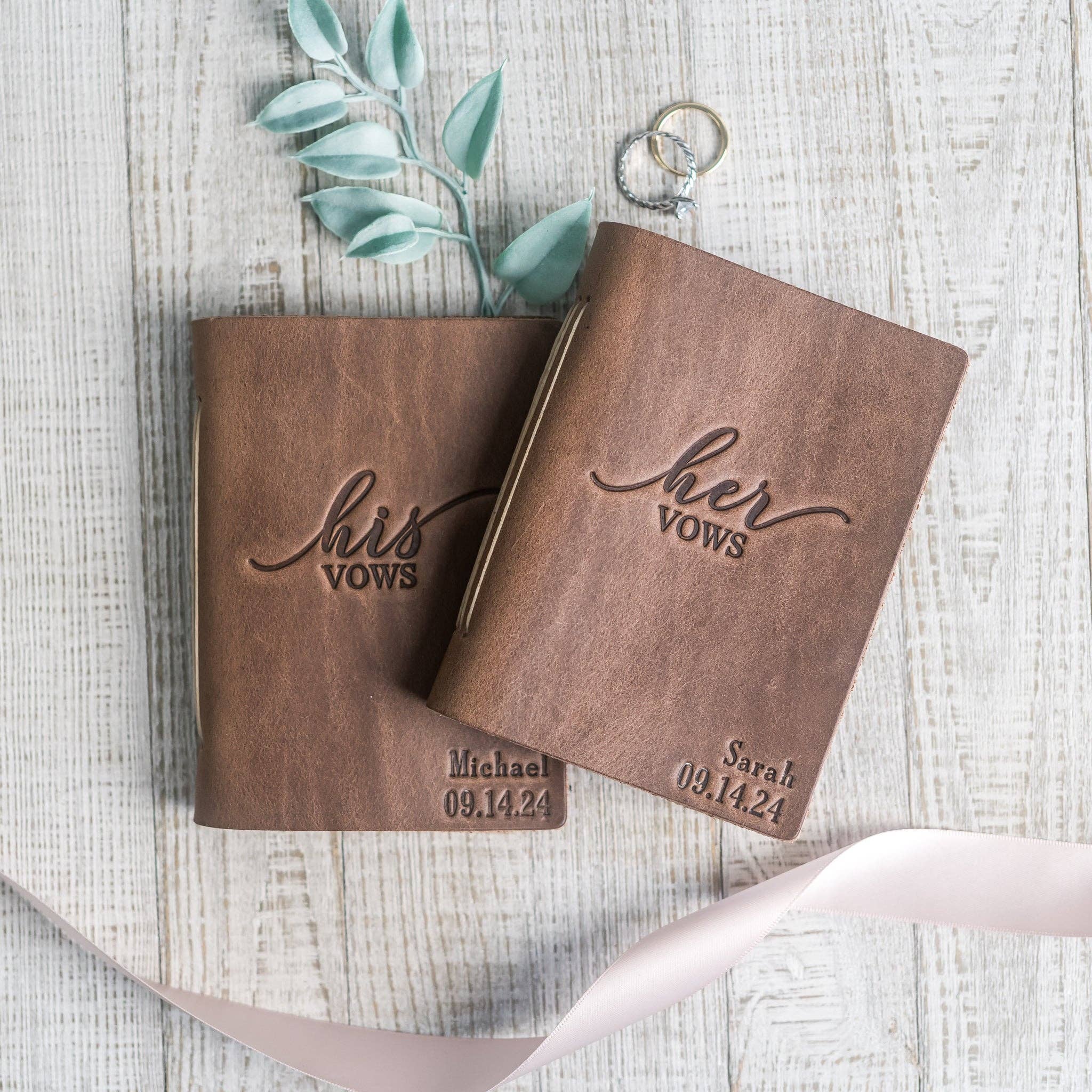 Ox & Pine - Wholesale Notebook - His Vows and Her Vows Personalized Leather Wedding Vow Books Personalized with Name and/or Date5