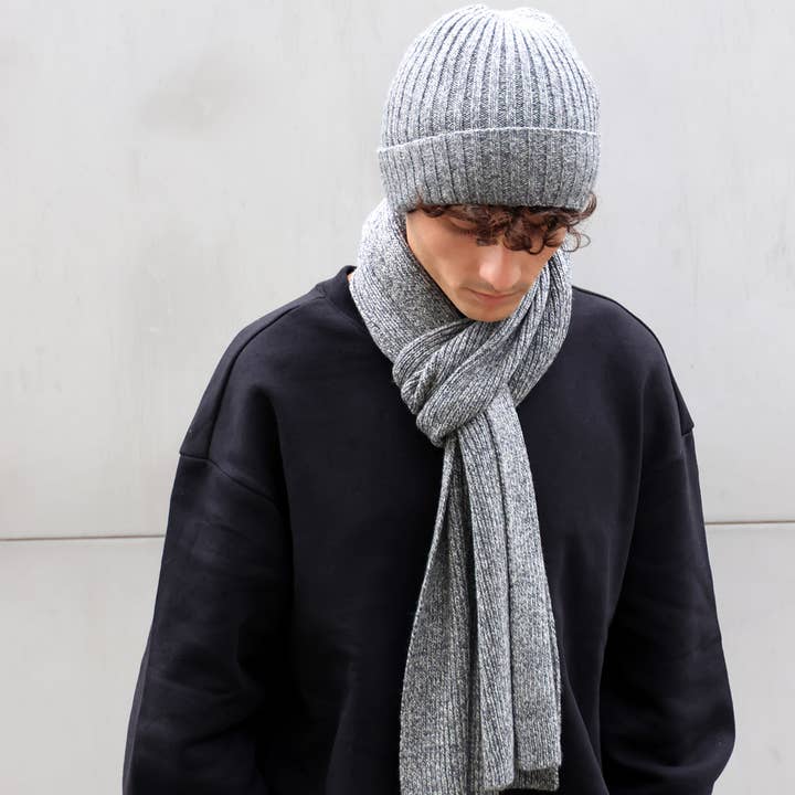 MONSIEUR CHARLI - Wholesale Winter Accessory Set - Men's - JEFF & JACK hat and scarf set in blended wool3