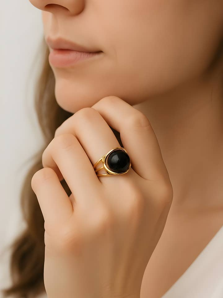 Bague Tournante Réglable avec Pierres Naturelles pour la vente par PHOEBE´S