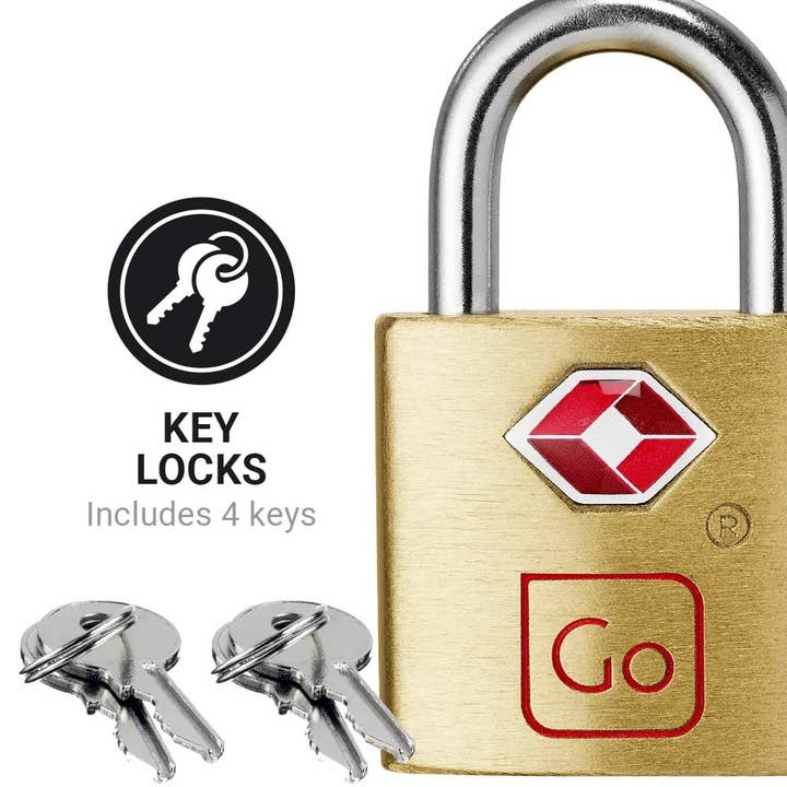 Go Travel - Wholesale Luggage Lock - Go Travel Classic Brass Key Twin Padlocks TSA4