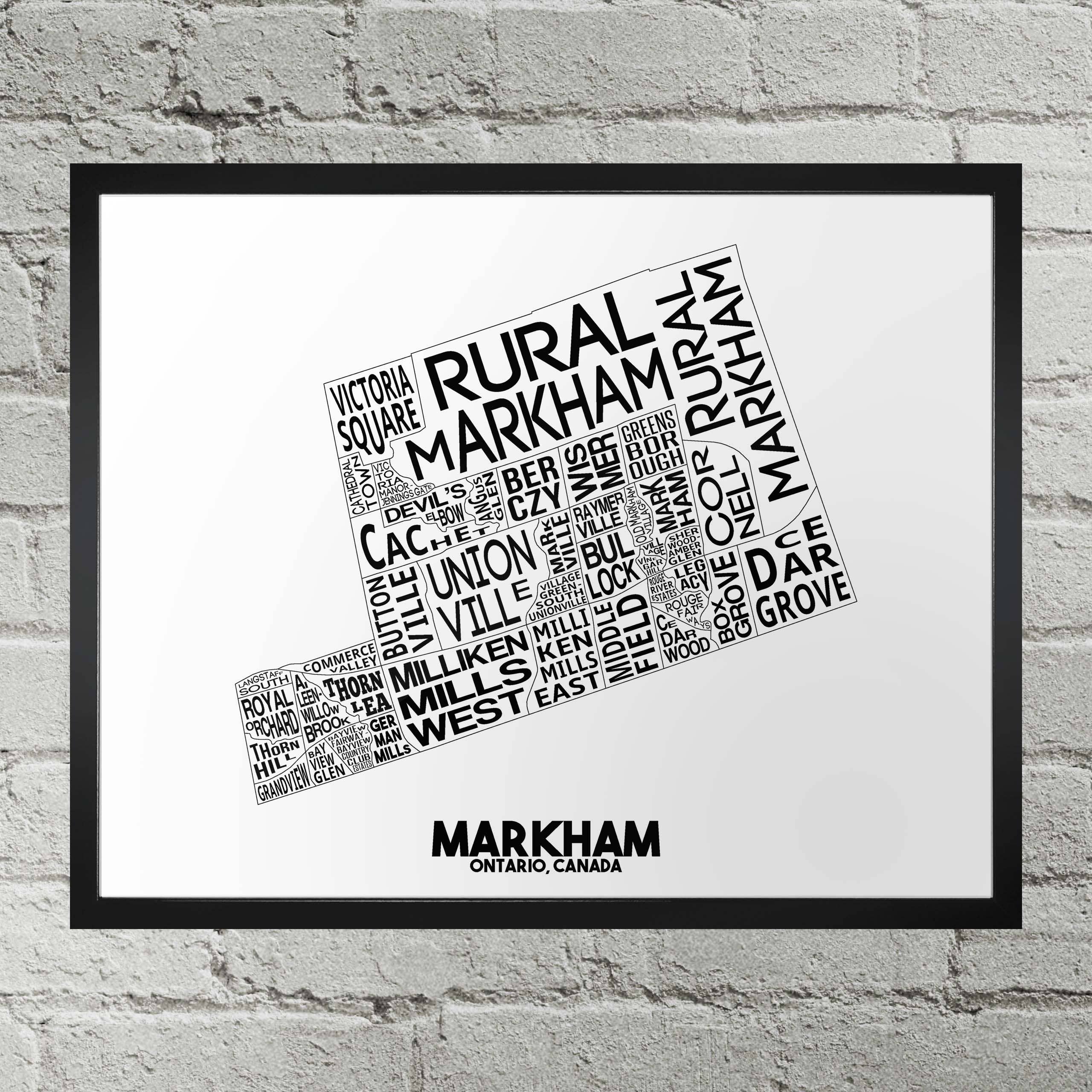 Damon D Chan - Wholesale Map - Markham Ontario Neighbourhood Typography City Map Print0