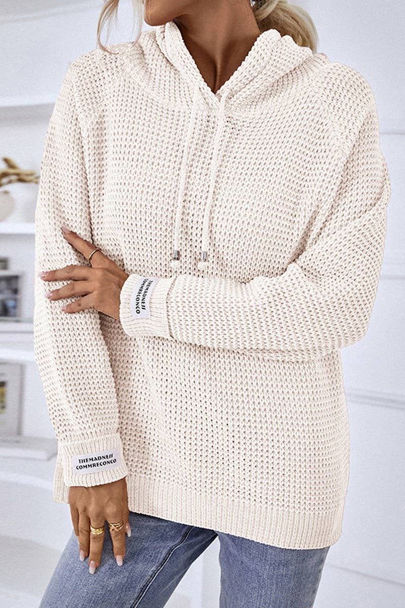 NINEXIS - Vente Sweat à capuche – femme - CWOHOL0399_Pull à manches longues à capuche décontracté à col en V7