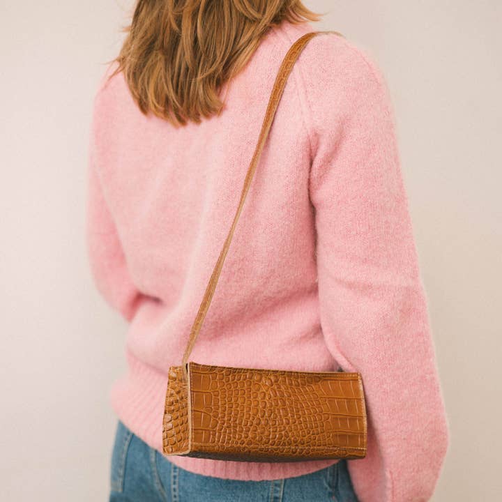 Minnie Taske S, karamel krokodille for engroshandel hos Balagan Studio