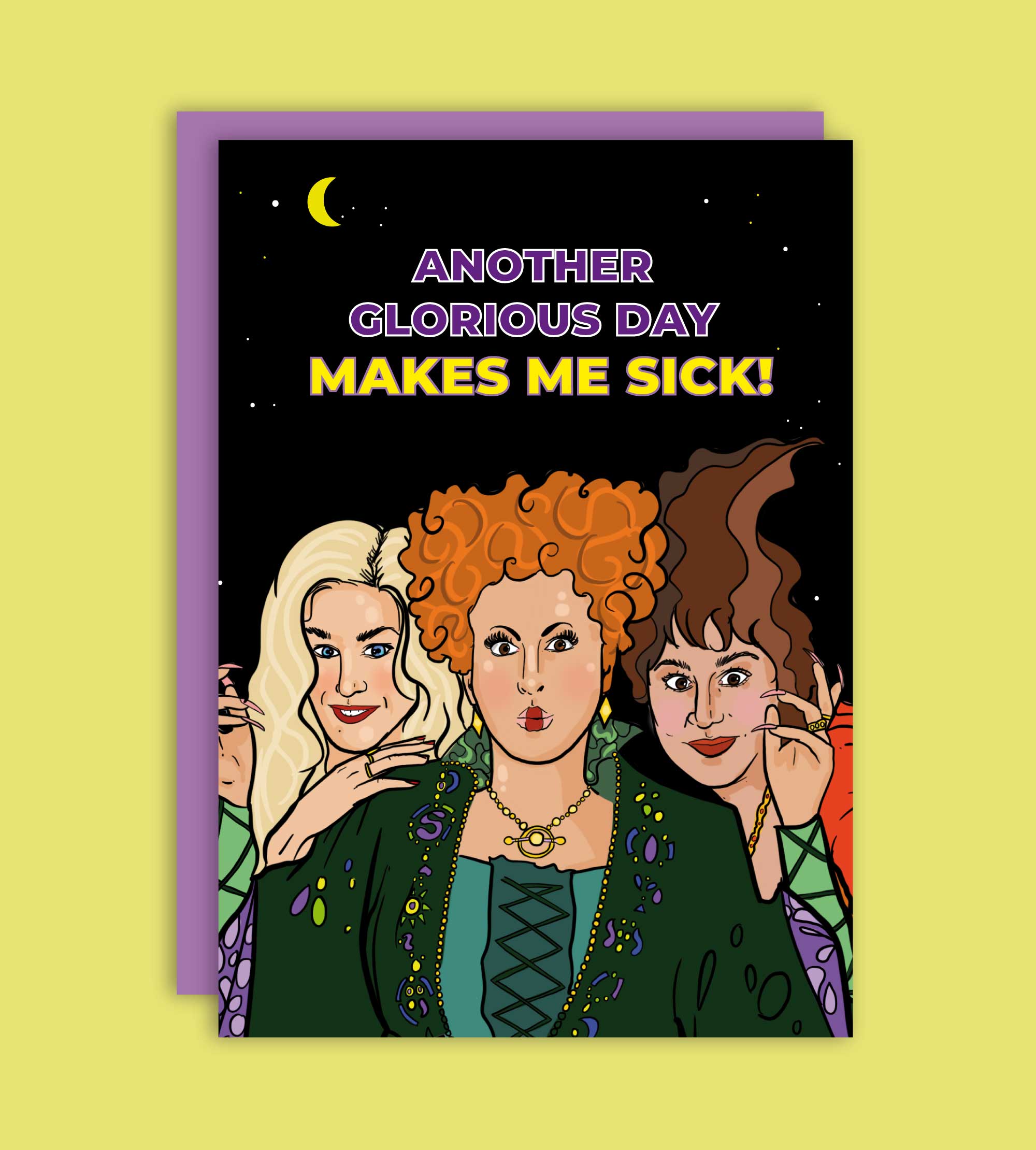 Studio Soph (We Pay Your Import Fees - We Ship DDP) – wholesale Halloween card – Makes Me Sick! Witches Halloween Greeting Card1
