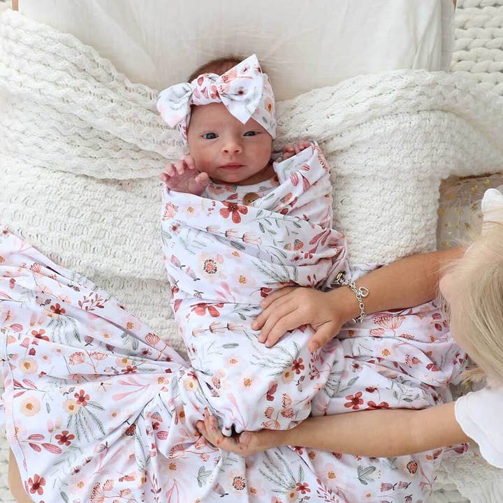 Wren's Wildflower Oversized Swaddle Blanket for wholesale by Caden Lane