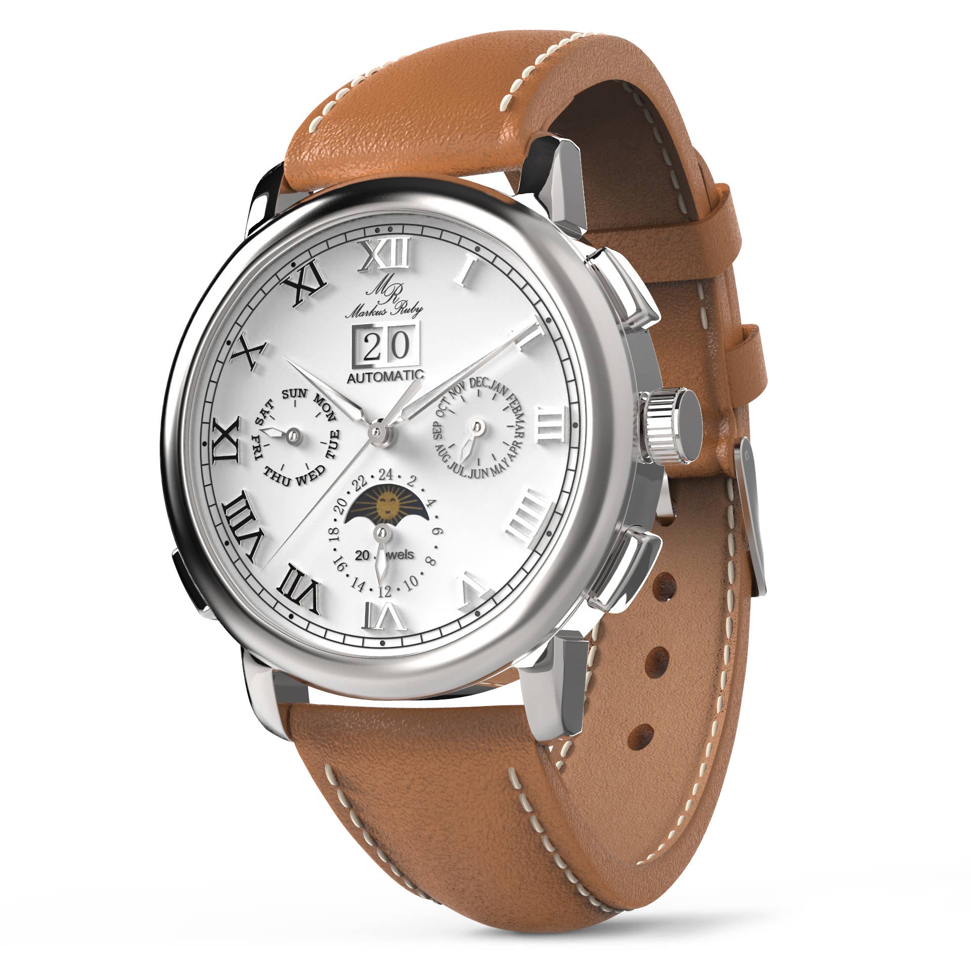 Markus Ruby - Wholesale Polshorloge - Heren - Markus Ruby Moonphase automatisch horloge1