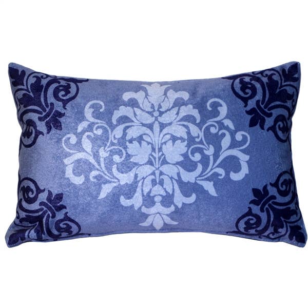 11" x 18" Velvet Damask Purple Throw Pillow for wholesale by Pillow Decor
