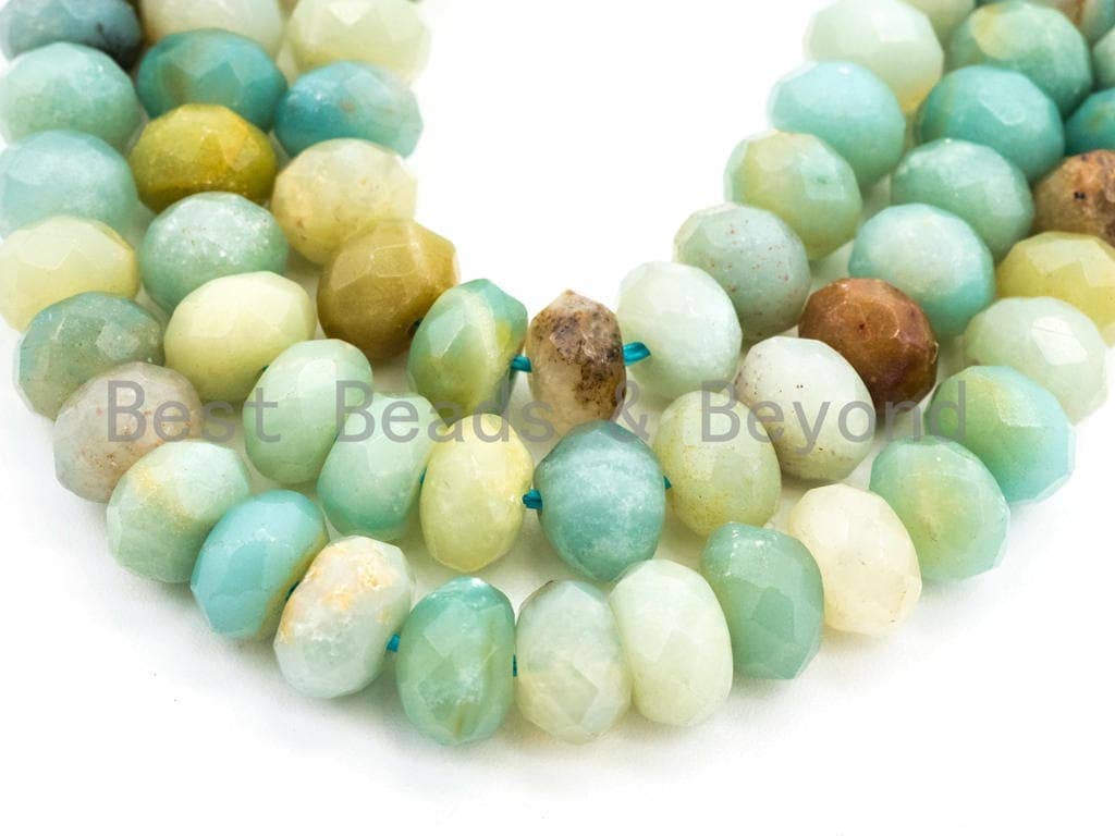 BestBeads&Beyond - Wholesale Beads - Quality Natural Rondelle Amazonite beads,2x4mm/4x6mm/5x8mm/6x10mm Faceted Rondelle beads, 15.5inch strand, SKU#U2304