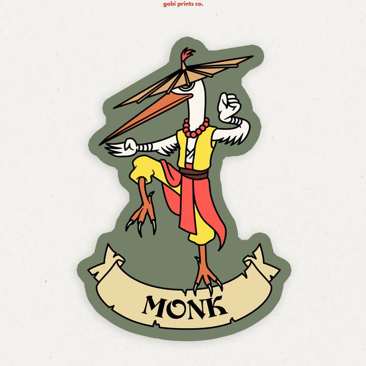 Monk | Dungeons And Dragons | Vinyl Sticker for wholesale by Gobi Prints Co.