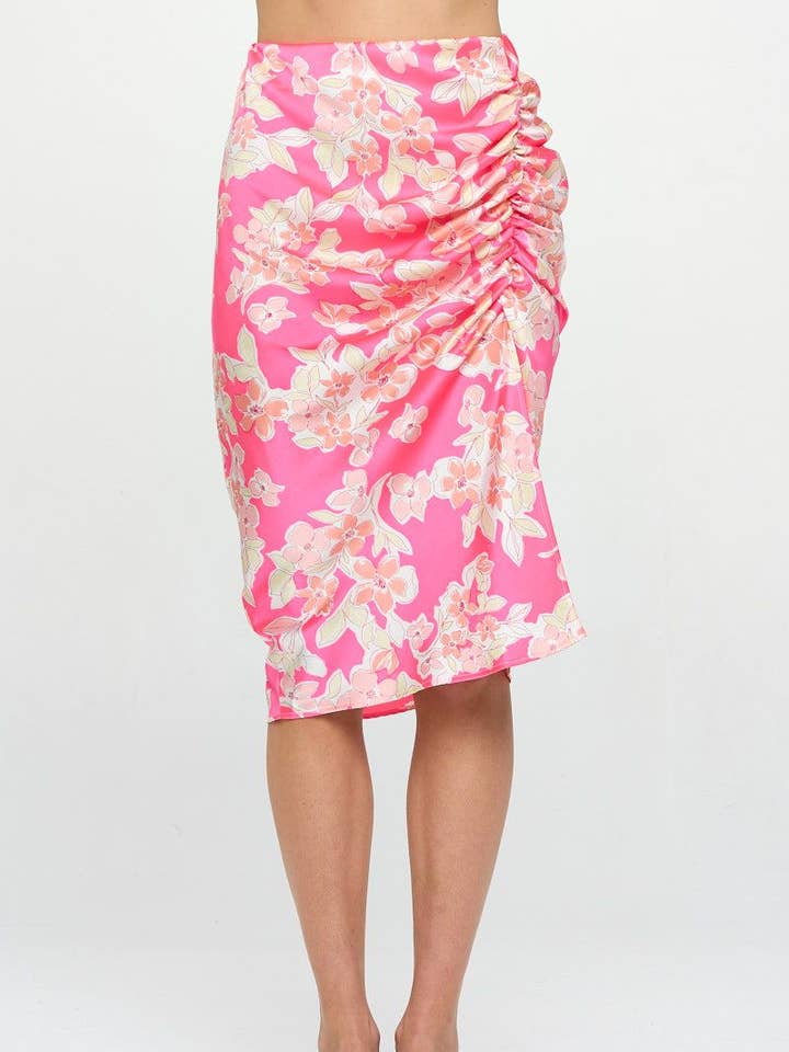 MULTI COLOR MIDI SCRUNCH SLIT SKIRT for wholesale by Renee C.