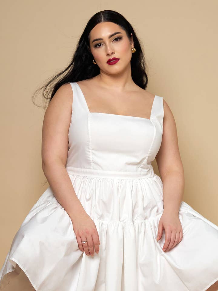 White Peony Corset Mini Skater Dress for wholesale on Faire