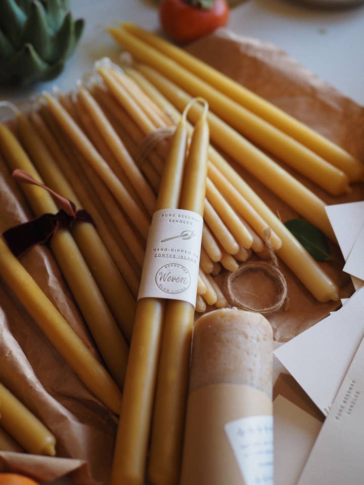 12" 100% Beeswax Taper - Pair of Candles for wholesale by Woven