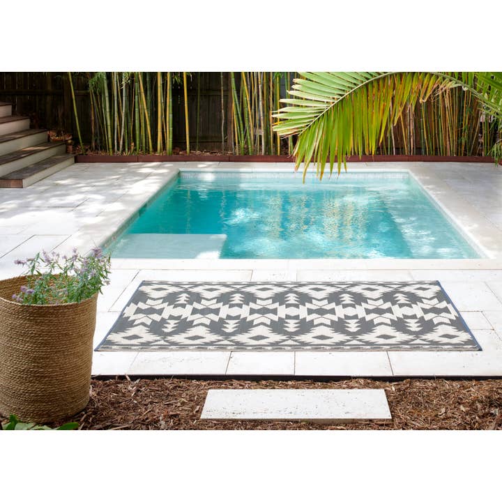 Miramar - Gray Southwestern Outdoor Rug for Patio for wholesale by Fab Habitat