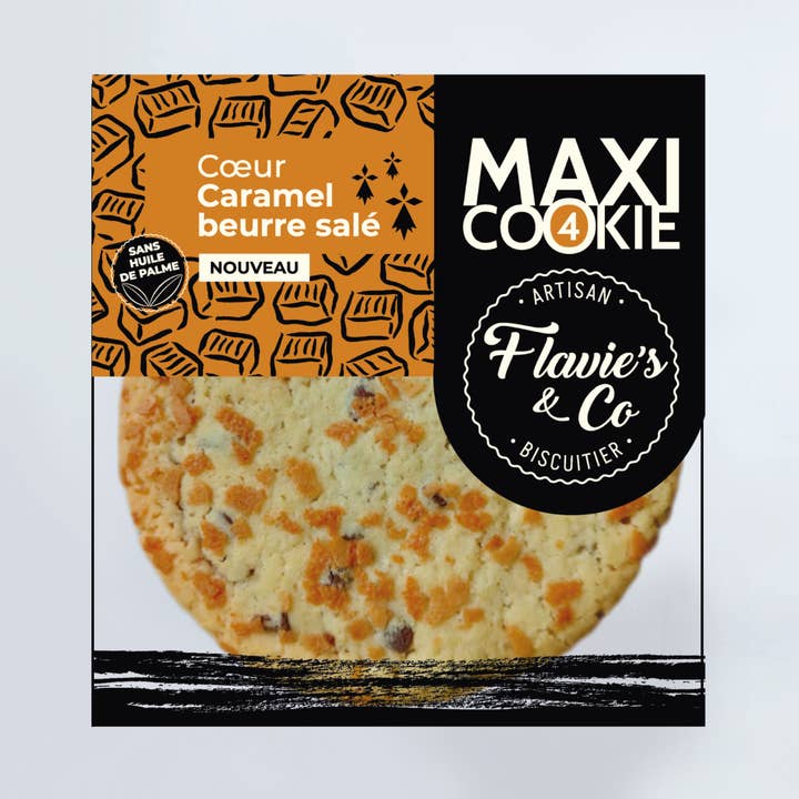 Maxi Cookie coração com caramelo salgado por atacado de Flavie's & Co