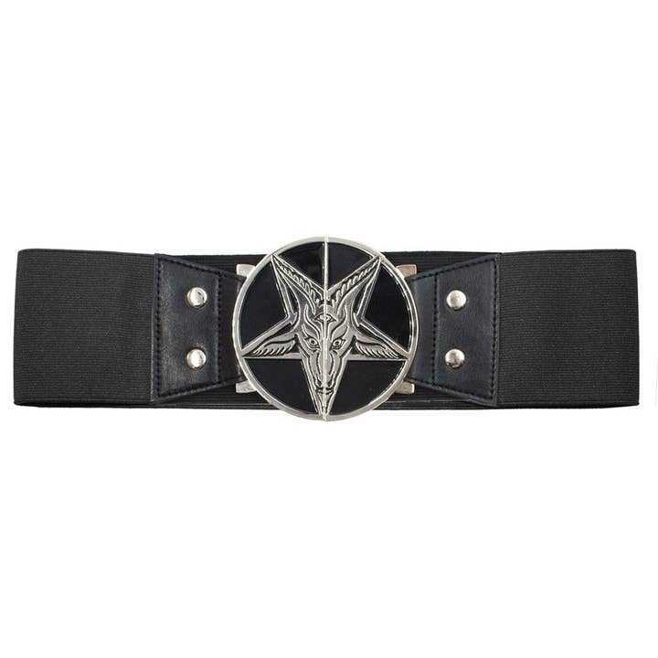 Elastic Waist Belt Goat Head Black for wholesale by Kreepsville
