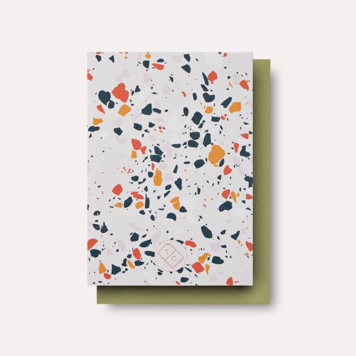 The Completist (No duties on USA orders!) - Wholesale Everyday Greeting Card - Mustard Terrazzo Card1