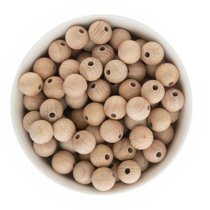 Cara & Co Silicone Craft Supply - Wholesale Craft Supplies - Round Beech Wood Beads1
