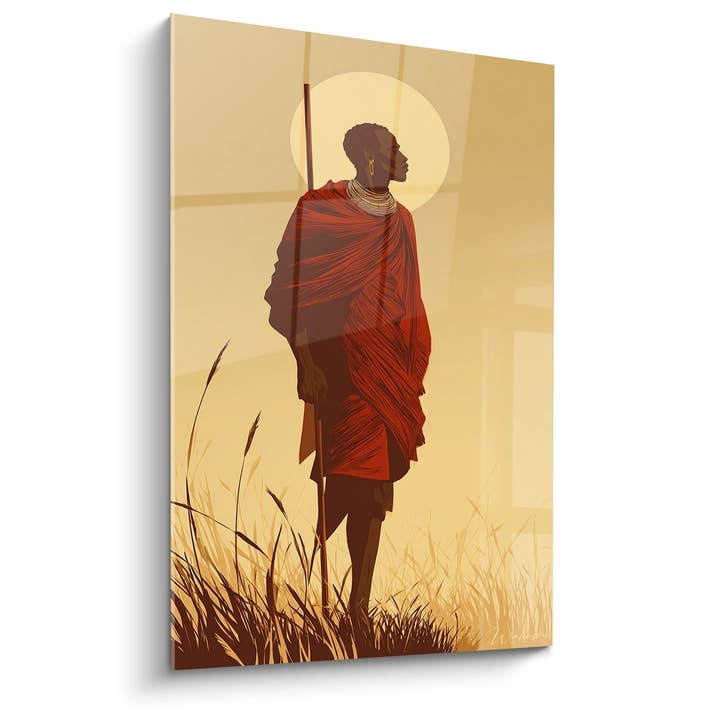Masaï Krieger Gemälde - Hüter der Savanne - Afrikanische Kultur Edition für den Großhandel von Walensky