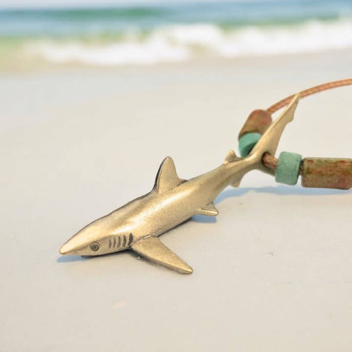 Joe Romeiro’s Blue Shark Necklace – Shoreline Collection – Bronze for wholesale by Big Blue by Roland St John