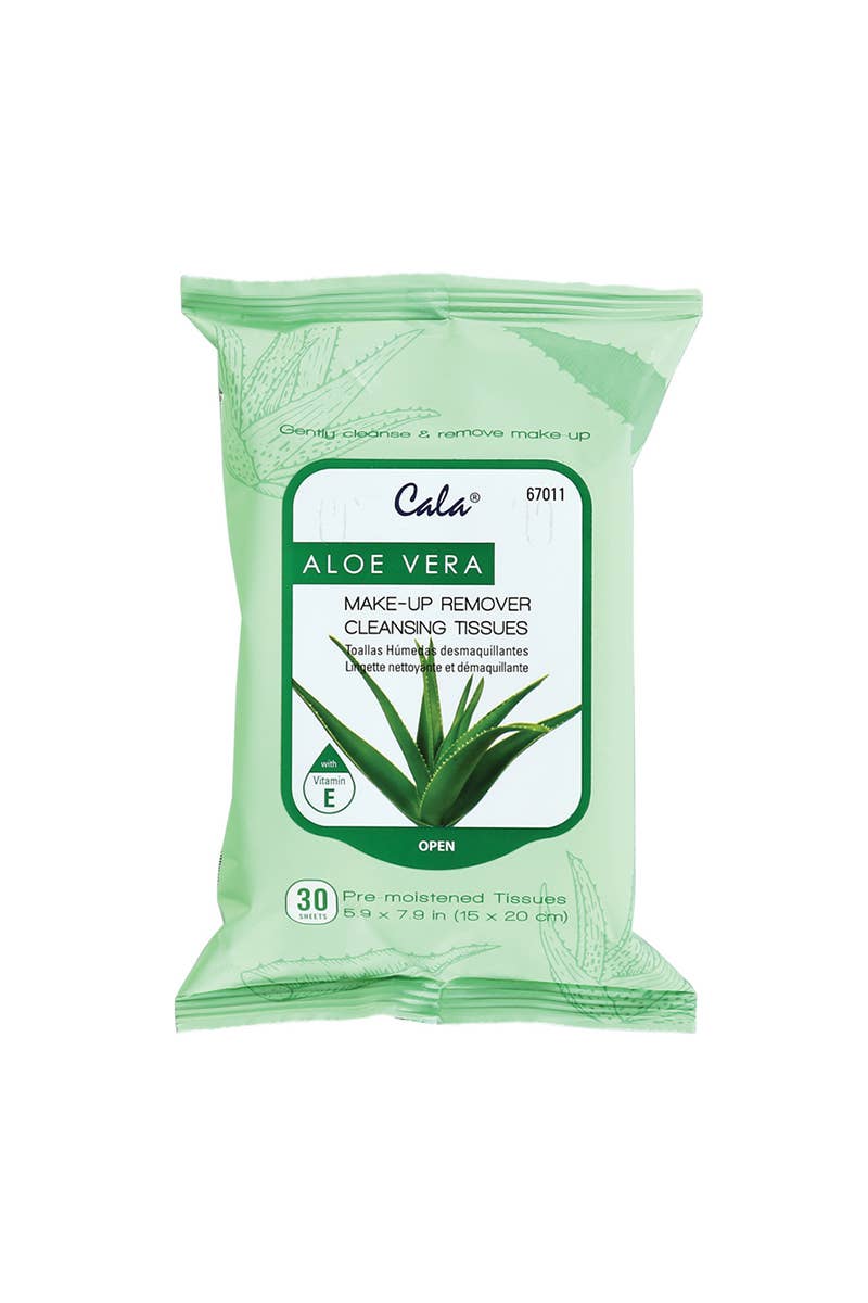 CALA 67011 Makeup Remover Tissue 30 SHEETS Aloe Vera - 6pc