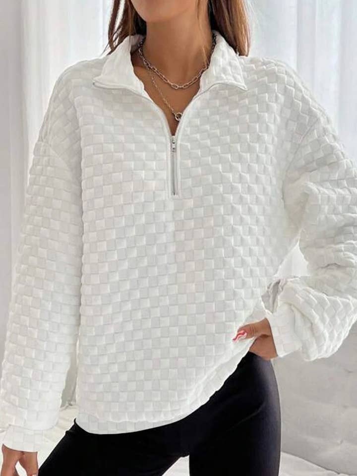 Miss Sparkling - Wholesale Sweatshirt - Women's - Textured half zip sweatshirt0