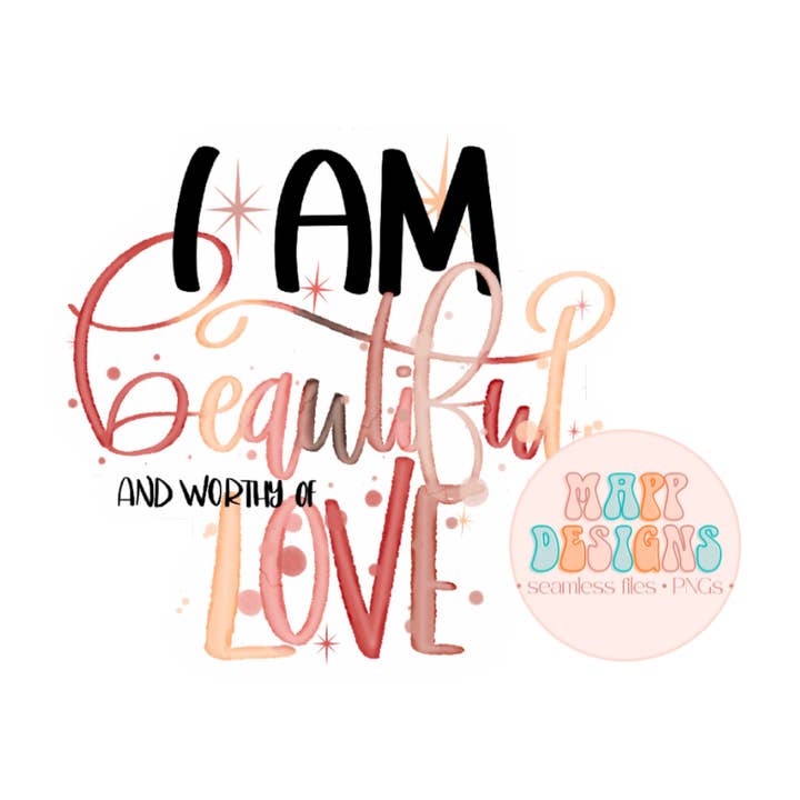 Vacker och värdig att älska Vinyl klistermärke för wholesale av Mapp Designs Stationery