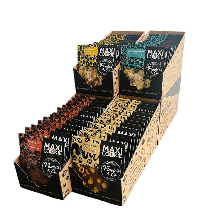 ✨ Bestseller-sæt med vores 4 bedste Maxi Cookies ✨ for engroshandel hos Flavie's & Co